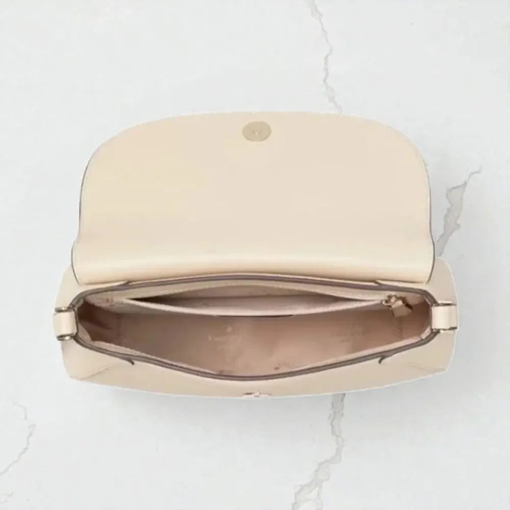 Kate Spade Monica Flap Leather Crossbody Purse in Light Sand KC465